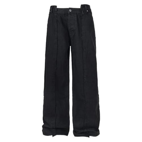 Men's Casual Trousers, Distressed Wash, Wide Leg Straight Pants, American High Street Style3