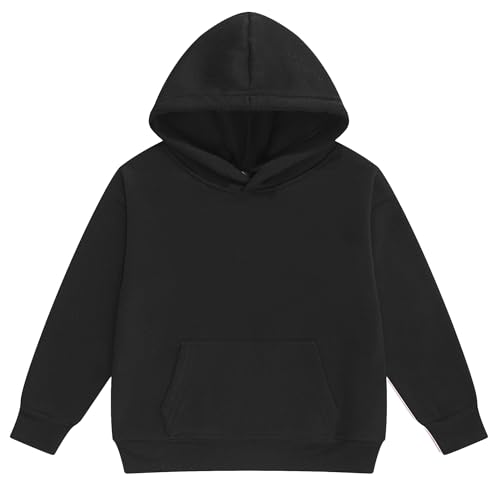 Image of Kids Athletic Pullover Hoodie Sweatshirt with Pocket Tops,2-12Years | Boys and Girls Fleece Hooded Christmas Halloween Teen Girls Athletic Hoodie Solid Color Lightweight Classic Kids Clothes