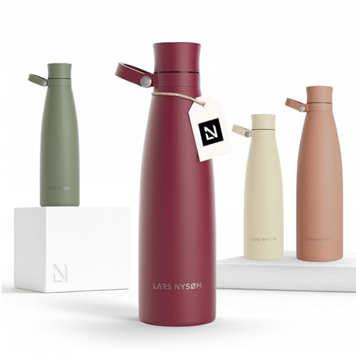 Image of LARS NYSOM Stainless Steel Insulated Water Bottle 25oz 34oz | Insulated Thermo Flask for Hot and Cold Beverages | Leakproof Drinking Bottle (Berry Red, 25.4oz)
