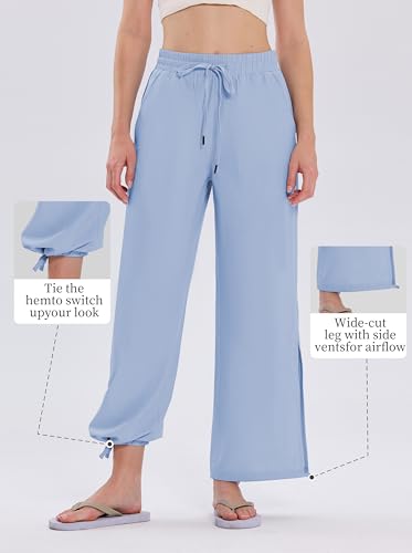 LastFor1 Women's 24''/26''/28'' Wide Leg Swim Beach Pants Waterproof UPF 50+ Lightweight Travel Pants with Pockets3