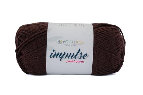 Image of WOAFashions Impulse Hand Knitting & Crochet Yarn, Premium Acrylic, 4 : Medium (Chocolate) (2x100gms / 3.5oz / 200mtr / 218yds)