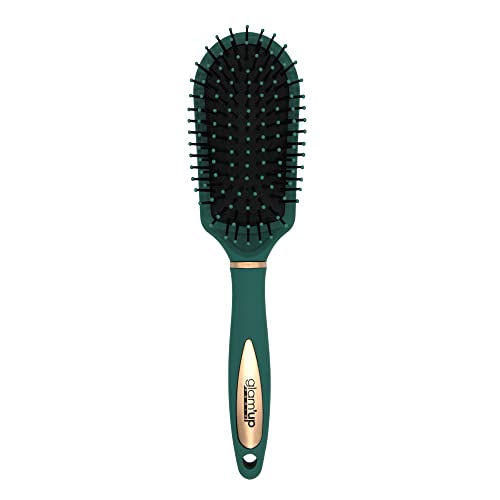 Glam'Up Paris - Brosse à Cheveux Bout Rond Vert Rose Gold - Démêlante avec Poignée - Moyen Modèle à Soufflet Rond - 23 x 7 x 3,5 cm - Vert Rose Gold