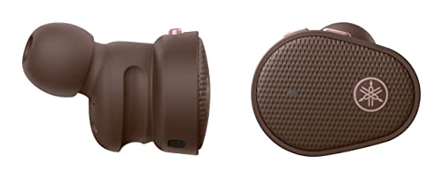 Écouteurs Yamaha TW-E5B True Wireless, Bluetooth AptX adaptive avec un boîtier de charge. Son authentique, Mode jeu, Son ambiant, Confort d'écoute et Microphone intégré, Marron