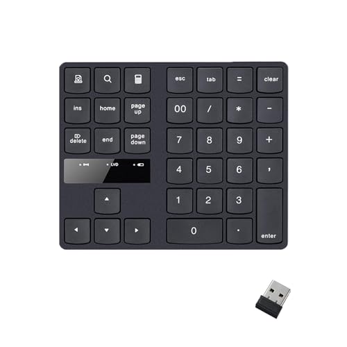 Ieron Teclado numérico inalámbrico Teclado numérico de 35 Teclas Mini Teclado Recargable para computadora portátil PC de Escritorio