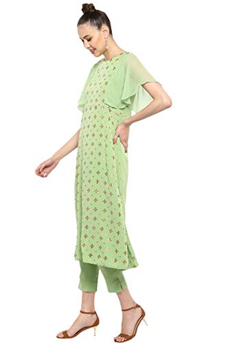 Image of Janasya Women's Poly Crepe A-Line Kurta With Pant
