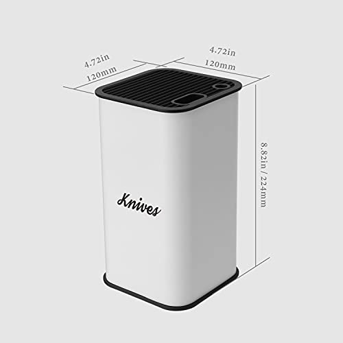 Kitchendao Farmhouse Stainless Steel Universal Knife Block Holder With Slots For Scissors And Sharpening Rod-Detachable For Easy Cleaning -Space Saver Knife Storage Stand Display #TOP6