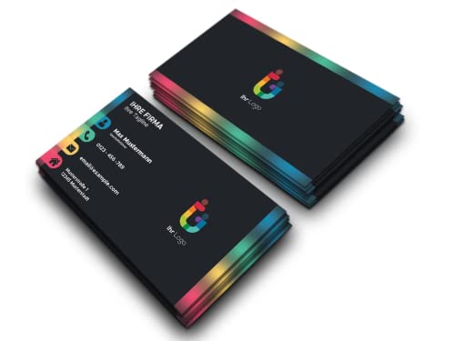 Tarjetas de visita premium personalizadas (85 x 55 mm), papel premium, impresión de alta calidad, para negocios, empresas, startups y privados (Rainbow Black)