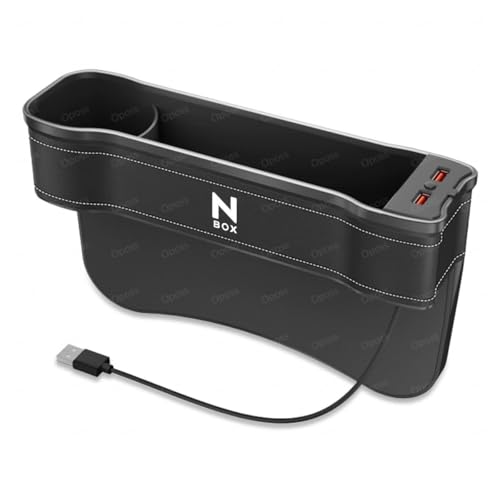 ホンダ N-BOX カーシート発光隙間収納ボックス 車 サイド収納ボックス 車 シートポケット ドリンクホルダー USB充電ポート付き N-BOX JF2 JF3JF4 JF5 JF6 LED 車 コンソール収納ケース 7色変化 LEDライト付き サイドポ