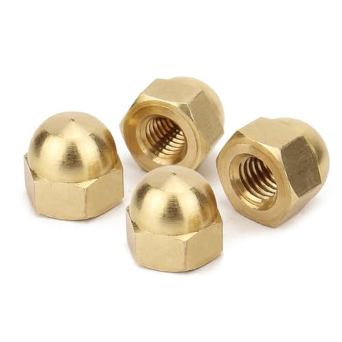 Beatific 10 Stück M6 Messing Sechskant Hutmutter, Messing Kuppelkopf Kappen, Gewindestange & Gewindebolzen, Hutmuttern für Schrauben für Schutz Im Innen und Außenbereich