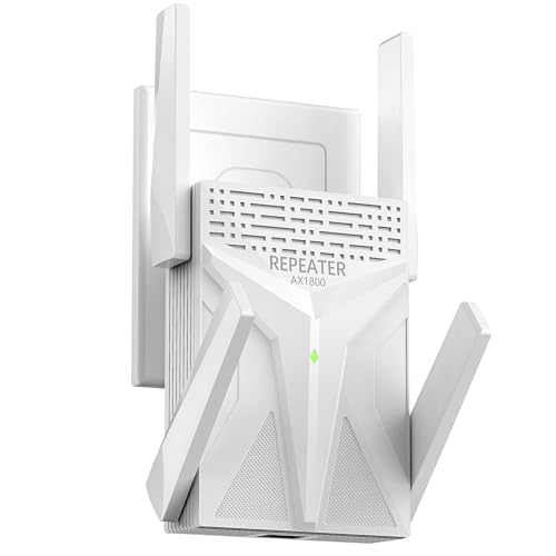 Répéteur WiFi AX1800, WiFi Repeater Double Bande 2.4 GHz et 5 GHz, WiFi Amplifier Gigabit Ethernet Port, Powerful WiFi Repeater for Home, Compatible avec...