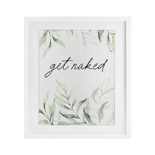 Affiche Get Naked Bathroom Herbs 40x33 cm cadre bouleau décoration murale Stupell