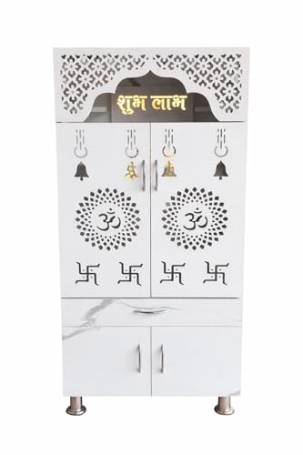 CHISELCHANT Home Temple Pooja Unit Mandir, 51 inch, White - Image 2