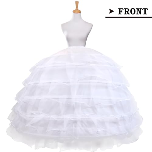 Petticoat for Women 6 Hoop Skirt Half Slips Floor Length Dresses Underskirt for Wedding Ball Gown White3