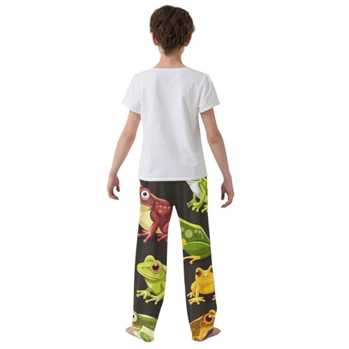 ZZXXB Frogs Print Boys Long Pants Soft Trousers Elastic Waist Kids Lounge Bottoms with Pockets S-XL3