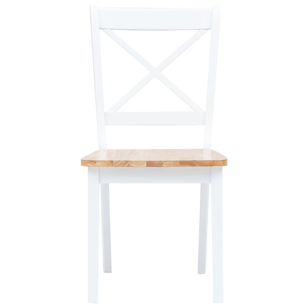 5-częściowy zestaw do jadalni z litego drewna gumowego, biało-brązowy, z blatem z płyty MDF 106 x 75 cm, 4 krzesła 45,5 x 52 x 90 cm, wysokość siedziska 45 cm, zestaw do jadalni, nie zajmuje