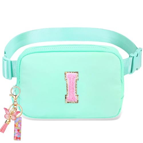 Image of Belt Bag for Girls Gifts - Birthday Gifts for Teenager, Personalized Gifts for Mom Freind Sister Teacher, Graduation GiftsInitial Crossbody Bag Belt Bag for Women Mint Green I