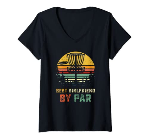 Mujer Mejor Novia Disco Golf GF Frisbees Disco Golfing Camiseta Cuello V