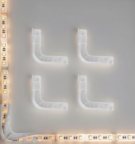 BOXPUT LED Strip Light Bedroom Corner Connectors Holder - L Shape Corner Brackets for Seamless Connection of 8-12mm LED Strips (White)