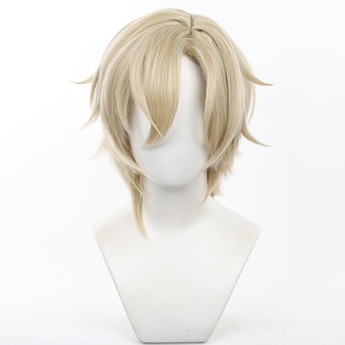 Image of Halloween Blonde Cosplay Wigs HSR Costume Side Bangs Layered Haircut for Men Game COS Saiga Fox Christmas,Comic con,Game Show,Party