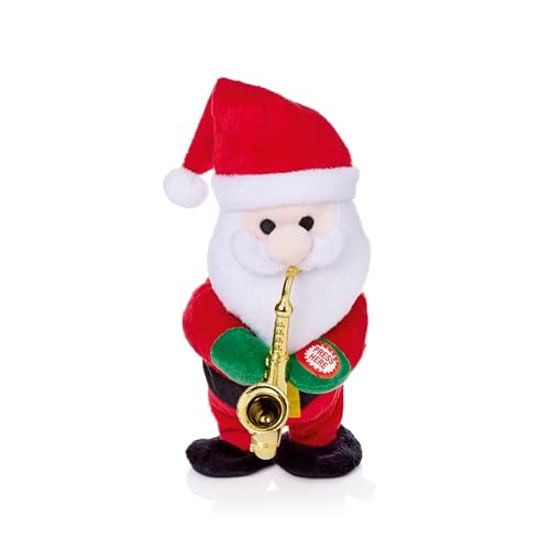 Premier Decorações - Pai Natal musical dançando com saxofone e chapéu de pai Natal, funciona com pilhas, decoração de Natal, ideia de presente de Natal, decoração de Pai Natal, decoração de