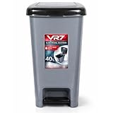 Slim Pedal Kitchen bin with Lid 40L Large Plastic Indoor/Outdoor Sanitary Garbage Clinical Waste Bin Living Room Grey Recycling Trash Garden Dustbin