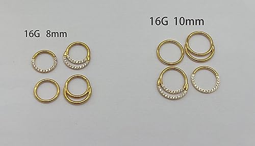 KREZIP Septum Rings Daith Piercing Jewelry 16G Gold Plated Nose Rings for Women Men Hypoallergenic Stainless Steel Clicker Nose Rings Tragus Spiral Cartilage Earrings(16G 8mm Gold)-C by KREZIP - Used condition - Image 8