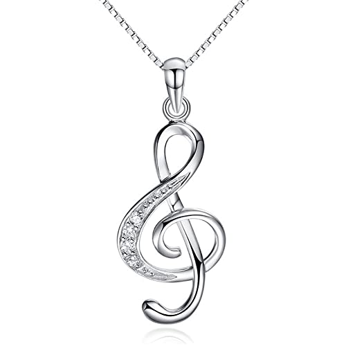Wedity Musical Note Pendentif Collier Argent Cristal Collier Ras Du Cou Amour Rythme Note Pendentif Colliers Bijoux Réglable pour Femmes et Filles