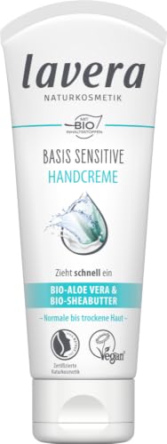 lavera Basis Sensitive Hand Cream - Hand Lotion with Organic Aloe Vera & Shea Butter for Smooth Hands - Intensive & Moisturizing Care - PETA Certified - Vegan - Made in Germany - 2.5 Fl Oz image 3