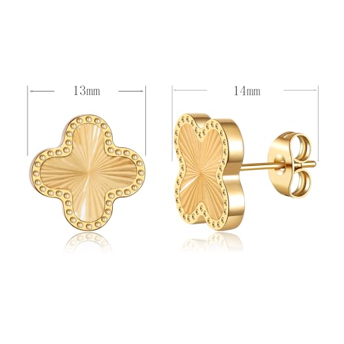 18K Gold Plated Clover Earrings for Women Four Leaf Clover Stud Earrings Lucky Dangle Earrings Simple Jewelry Gifts for Women2