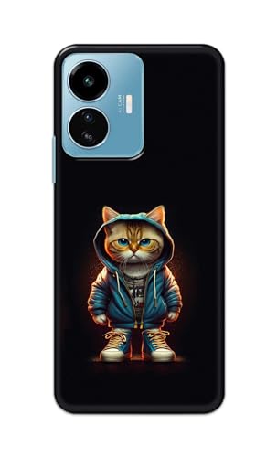 Image of Plastic Printfidaa Printed Hard Back Cover Case For Vivo Iqoo Z6 Lite 5G | Vivo Y77 5G Back Cover (Hipster Cat) -112, Multicolor