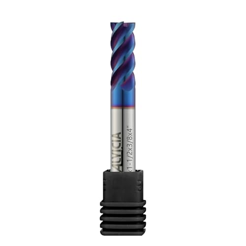 Image of 3 /8 inch Nano-Coated Tungsten Carbide End Mill Set, 4 Flute Micro-Grain Endmills Extra Long CNC Milling Cutter Bits for Stainless Steel -HRC65