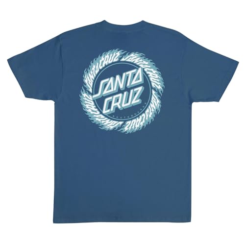 SANTA CRUZ Camiseta de manga corta con diseño de lunares y llamas, Azul (Blue Dusk), S