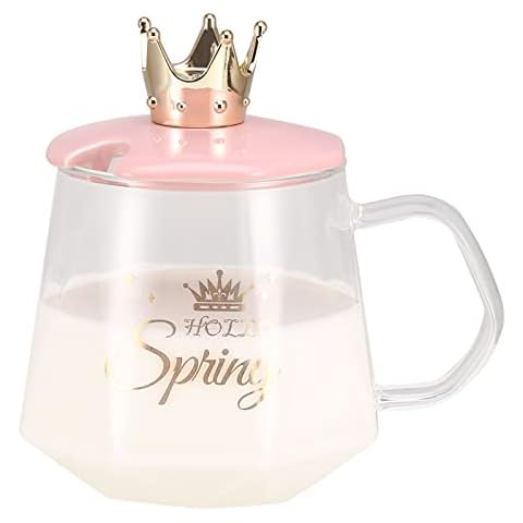 VOBAGA Drinking Glass with Ceramic Lid, 400ML Clear Glass Coffee Mug Warm Beverage Mugs for Coffee, Tea, Water, Milk, Hot Chocolate, Juice, Best Cup for Office and Home.(No Spoon) Cover