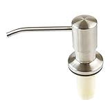 Stainless Steel Sink Soap Dispenser (Satin) - Large Capacity 13 OZ Bottle - Easy Installation