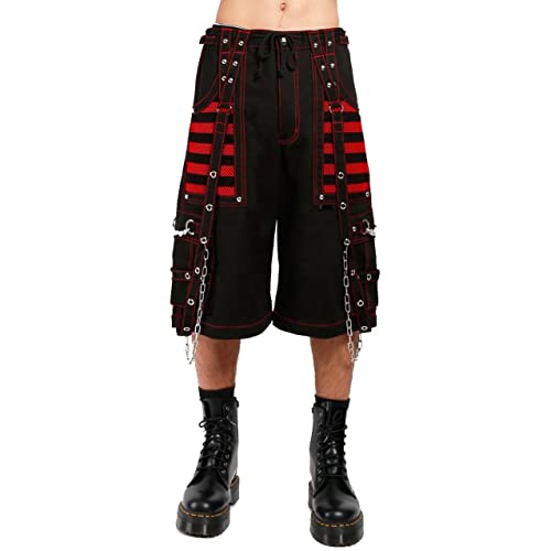 Men Gothic Bondage Black & Pink Men Pant Alternative Punk Rock Emo Trouser Pant Shorts/USA4