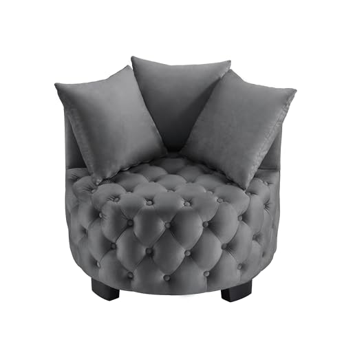 Sillón Barrel Plegable Terciopelo Gris Oscuro miniatura 3