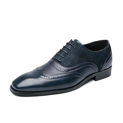 Men’s Genuine Leather Oxfords Shoes for Men, Round Toe Lace-up Business Casual Office Work Wedding Tuxedo Shoes