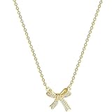 RGEVGER Gold Bow Necklace, Dainty Bow Pendent Choker Chain, Sparkling Diamond Minimalist, Fashion Jewelry Perfect for Women, Gift For Her, Alloy Jewellery, Birthday Present
