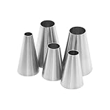JIHUOO Lot de 5 grandes douilles rondes en acier inoxydable pour glaçage de gâteaux, pâtisseries, fondants, cupcakes