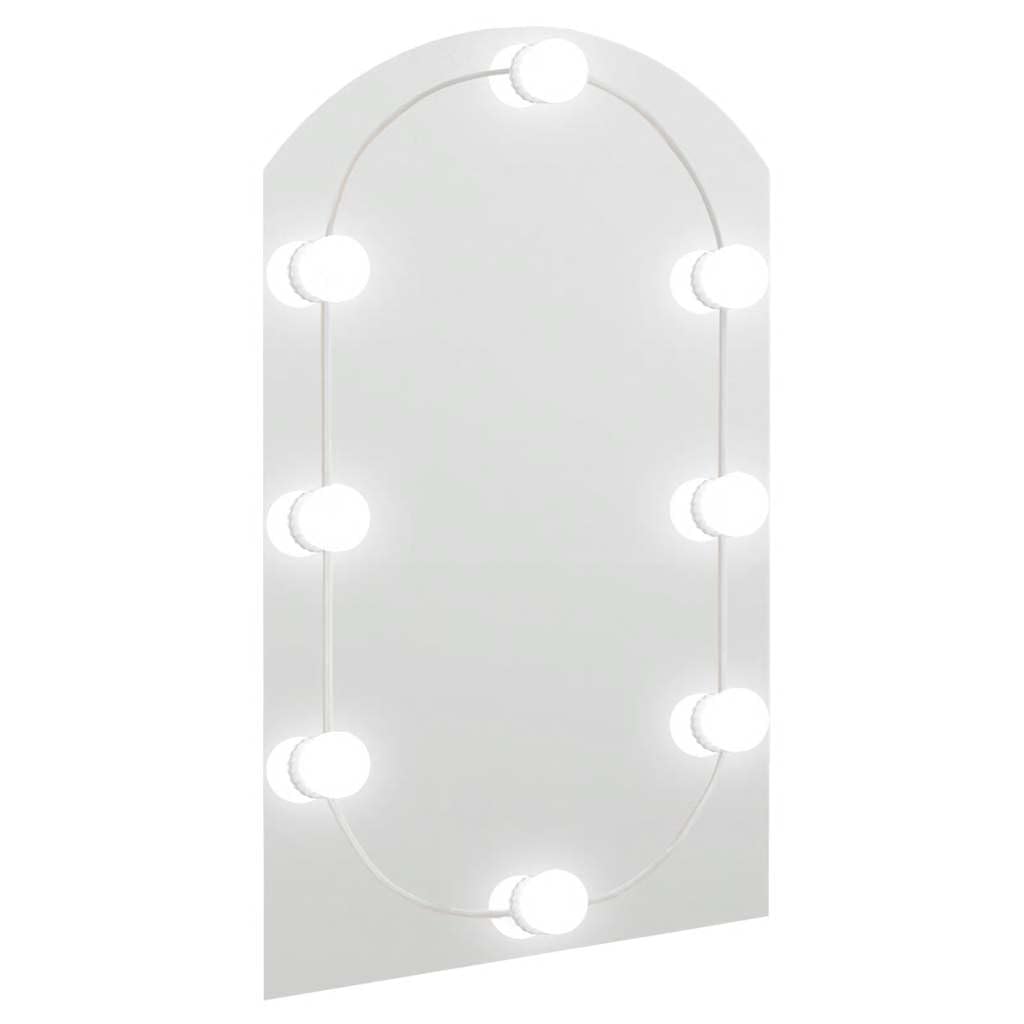 KGHFDVB Glass Arch LED Mirror 60x40 cm Wall Mounted with Color Modes and USB Interface for Makeup Room
