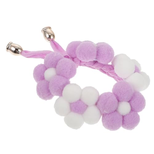 Happyyami シー手編みの花飾りペットカラー 猫犬用 おしゃれな 首輪 おしゃれなペット装飾用 紫白