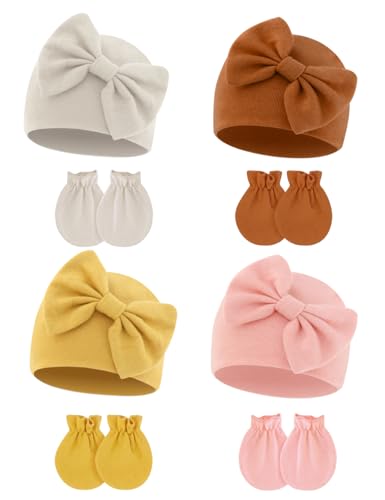 Image of ZURLEFY Cute Baby Mittens Newborn, No Scratch Baby Boy Mittens, Baby Girl Hat Gloves for Toddlers, Infant, Newborn