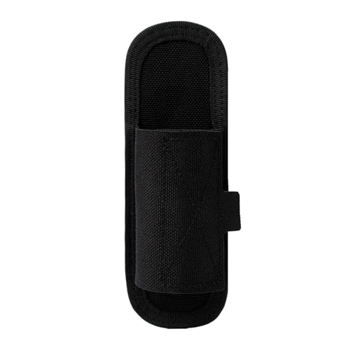 TACNEX Compact Tactical Flashlight Holster Duty Belt Flash Light Pouch MOLLE Vest Backpack Light Holder Adjustable Torch Carrier Stretchable Light Sheath fit 1-1.25 Barrel Dia Vertical Carry BK
