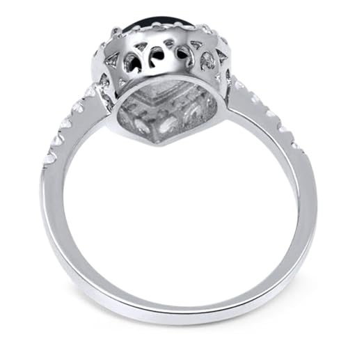OMRANII Art Deco Pear Teardrop Natural Black Onyx Vintage Style Halo CZ Wedding Engagement Rings For Women 925 Sterling Silver3