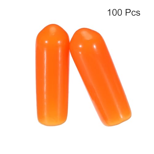Image of MECCANIXITY 100pcs 4mm Rubber End Caps Cover PVC Vinyl Screw Thread Protector Round Wire Shelf Caps for Screw Bolt Pipe Fence Post, Orange
