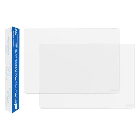 GASARÉ, Set of 2, Extra Large, Thick, Silicone Mats for Kitchen Counter, Heat Resistant Mats, Countertop Protector, Non-Slip, Easy to Clean, 25 x 17 Inches x 1.4mm, Semi-Transparent Cover
