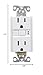 EATON SGF15W-3 Arrow Hart Duplex Gfci Receptacle, 125 Vac, 15 A, 2 Pole, 3 Wire, White