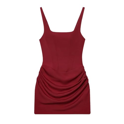 Robe moulante à bretelles spaghetti et col carré DYRBF pour femme