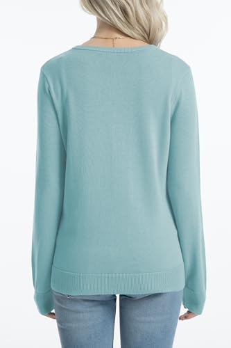 Image of QUALFORT Women's 100% Cotton Lightweight Cardigans Long Sleeve Knitted Button Down Sweater