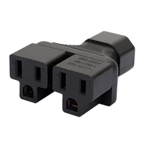 [2Pack] IEC 320 C14 to 2 5-15R Y Split AC Adapter, NEMA 5-15R to IEC 320 C14 AC Power Adapter, C14 to Dual Double Nema 5-15R Adapter PDU CPU Adpater, 15A 125V